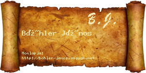 Böhler János névjegykártya